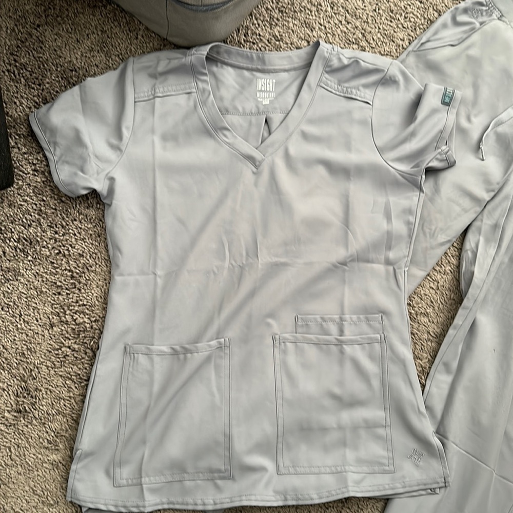 XS Med Couture Light Grey Scrub Top